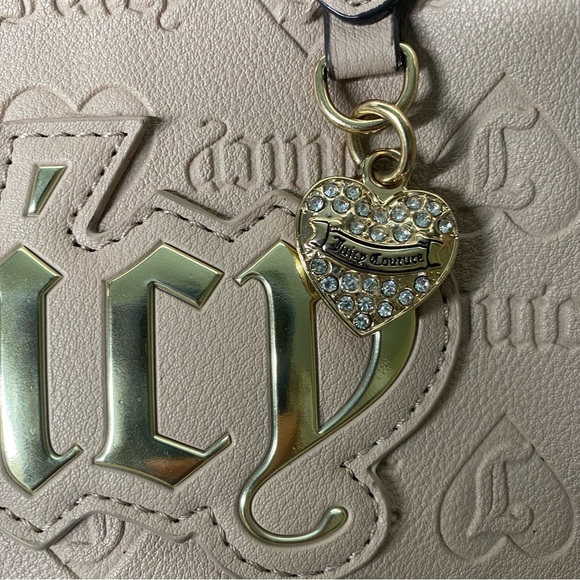 Juicy Couture Neutral Monogram Mini Crossbody Tote Handbag with Heart Charm Nwot - Picture 8 of 16